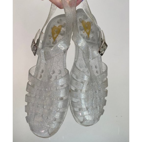 Retro Urban Outfitters Sparkle Jelly Sandals Size 6/36 - Picture 9 of 11